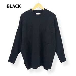 Zenana Oversized Sweater with Pocket Melange Hi Lo Sweater
BLACK- L/XL